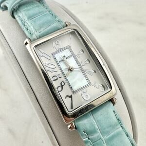 Anne Klein Women’s Mother of Pearl Dial, Blue Leather Women’s Watch, New Battery